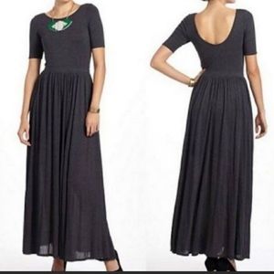 BORDEAUX Long gray slinky Maxi Dress low back